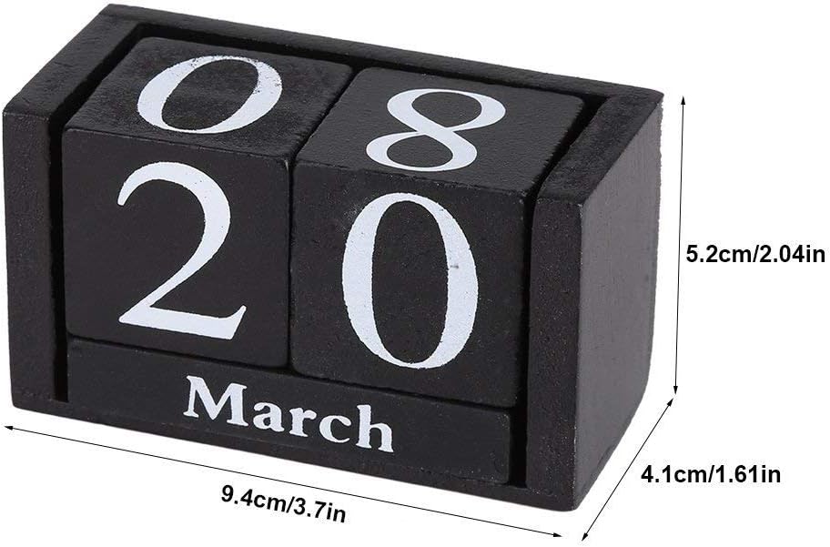 LANGUGU Shabby Chic Vintage Creative Wooden Cubes Daily Perpetual Desktop Calendar Living Room Decoration Home Office Furnishing DIY Yearly Planner Calendar Shops Ornaments (Pink) image 2