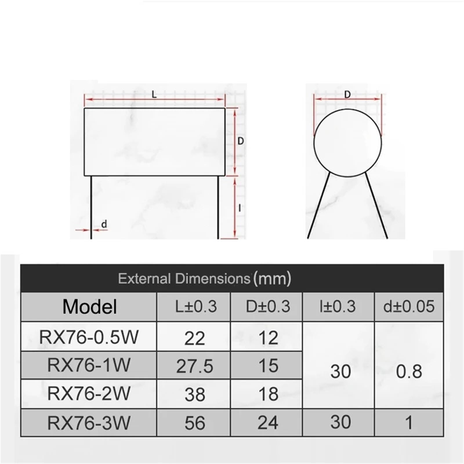 1 pz RX76 0,01% Resistore a filo avvolto ad alta precisione 0,5 W 1 W 2 W 3 W 4 pin Resistenza di campionamento a bassa deriva di temperatura 0,1 0,2 0,5 2 Ohm(0.5W,1 Ohm)