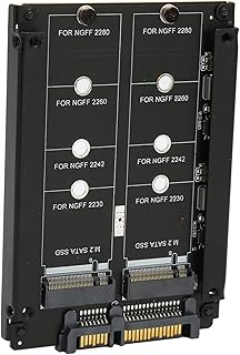 M.2 NGFF to SATA3.0 Adapter Card, Dual Disk M.2 Key B M SSD to 6G Interface Conversion Card Adapter Fit for JBOD Mode for Win XP, 7, 8, 10, 11