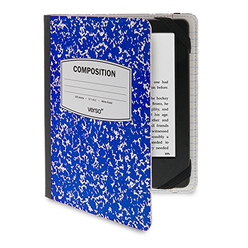 Verso Kindle Case - Scholar Classic Blue Composition Book Folio Style Protective Case for Amazon Kindle (fits Kindle Paperwhite, Kindle, and Kindle Touch), Blue