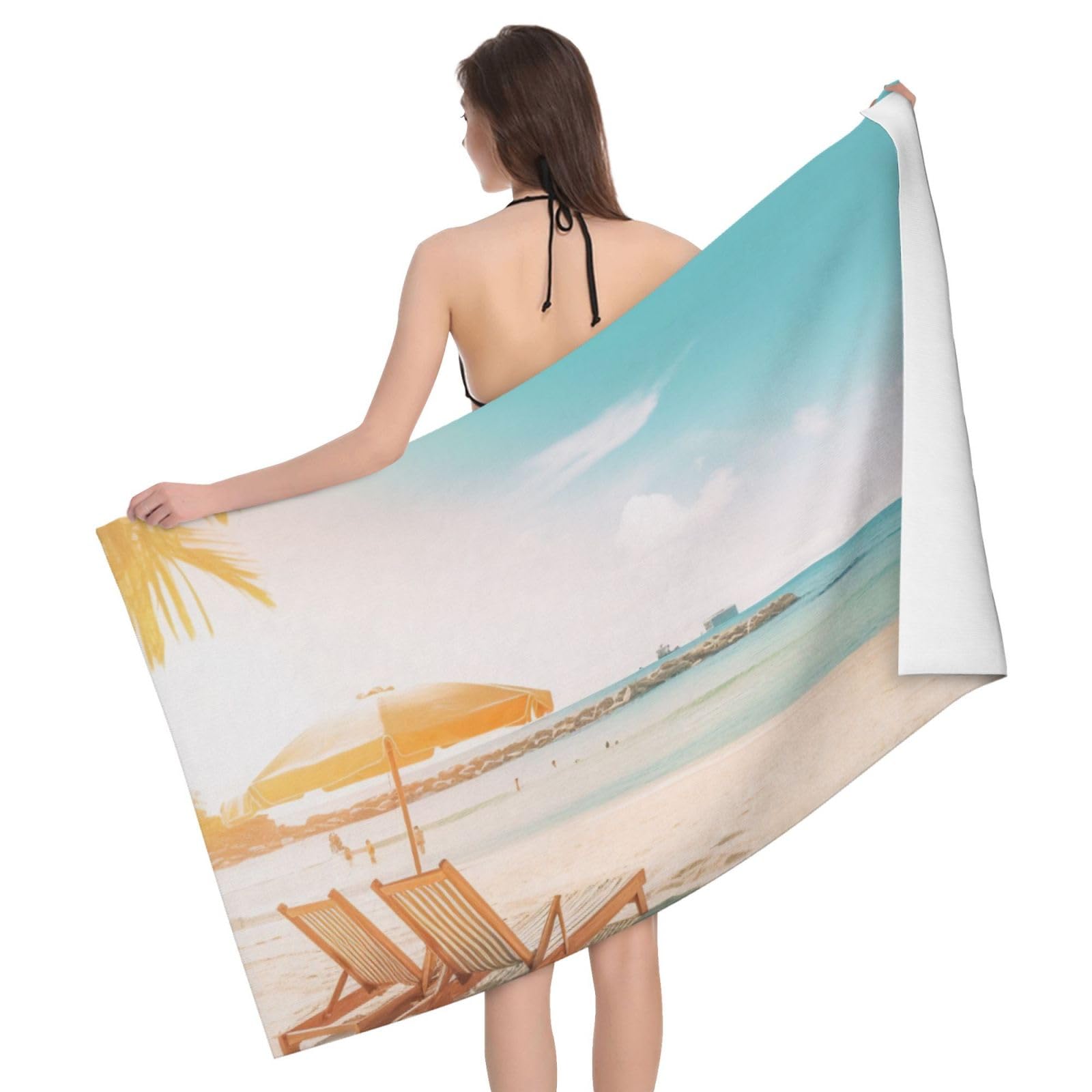 BWWHCCTI Summer Beach Printed Microfiber Quick Dry Bath Towel, Soft Beach Towels for Travel,Camping,Gym,Beach,Swimming,Yoga, 130x80 CM