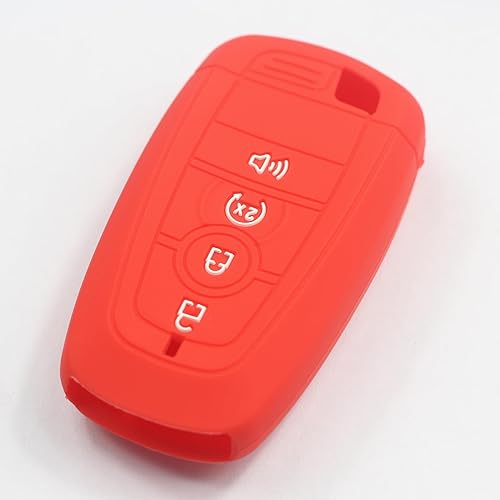Miniatura 9 de Funda protectora de goma de silicona con 4 botones, compatible con Ford Edge Escape Explorer, Maverick Ranger, color negro y rojo