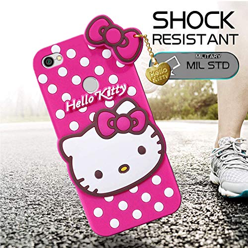 Image of Unirock Hello Kitty Back Case Cover for Redmi Y1| 3D Cute Hello Kitty Case |Soft Silicone Rubber Back Cover with Pendant Kitty Cover for Redmi Y1 (Pink)