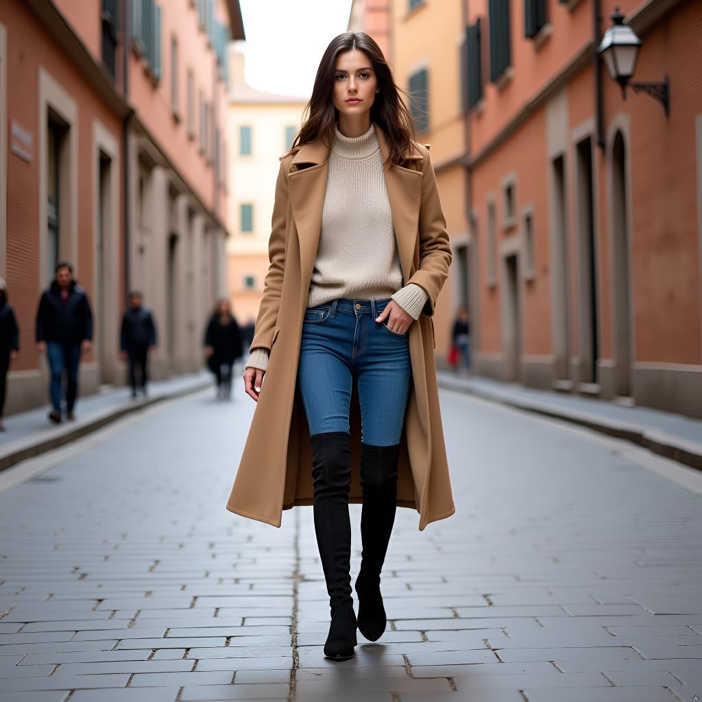 N.N.G Women Over the Knee Boots Thigh High Suede Block Winter Low Above Flat Long OTK Comfort Pointed toe - Image 3