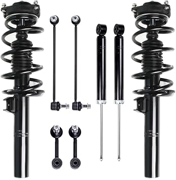 Struts Shock suspension kit for 2010-2013 for Volkswagen for Golf 05-10 for Volkswagen for Jetta Front Strut Spring Assembly Rear shock absorber Stabilizer Bar Link 8 Pcs,172311 5611,Abrillvt Strut