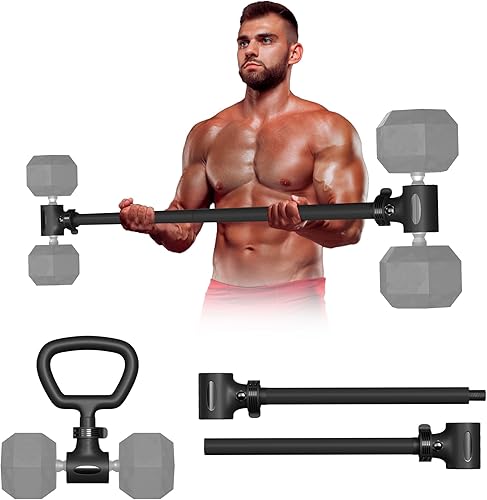 Barra convertidora de mancuernas 2 en 1, convertidor de mancuernas a barra con mango de pesas rusas, soporta hasta 200 libras para levantamiento de