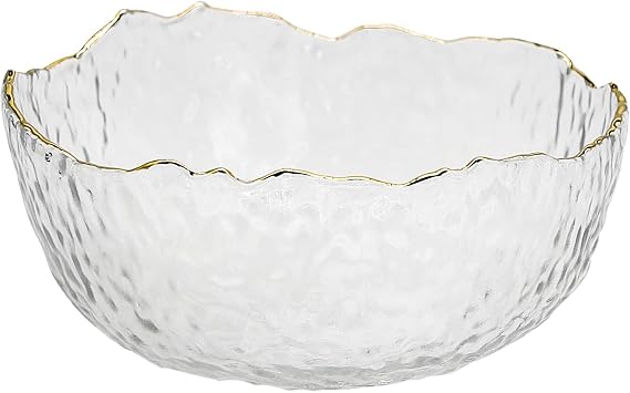 TOSSOW Glass Salad Bowl Irregular Shape Serving Bowls, 25 oz Mixing Bowls for Kitchen Prep, Fruit, Snack, Dessert, and Candy Dishes or Nut Bowls Transparent