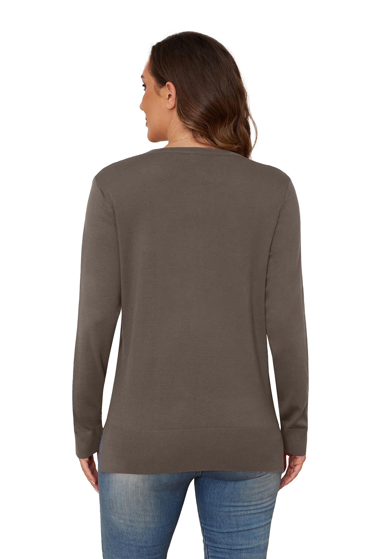 BEIGAI Chaqueta de punto ligera para mujer, monocolor, de punto, manga larga, con botones, suave, acogedora, elegante, cuello redondo, informal, chaqueta de entretiempo
