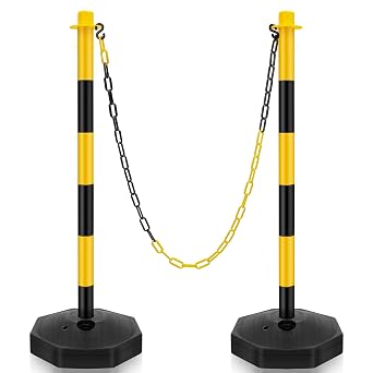 Konohan 2 Sets 34 Inch Delineator Post Parking Cone Barrier,Yellow,Black