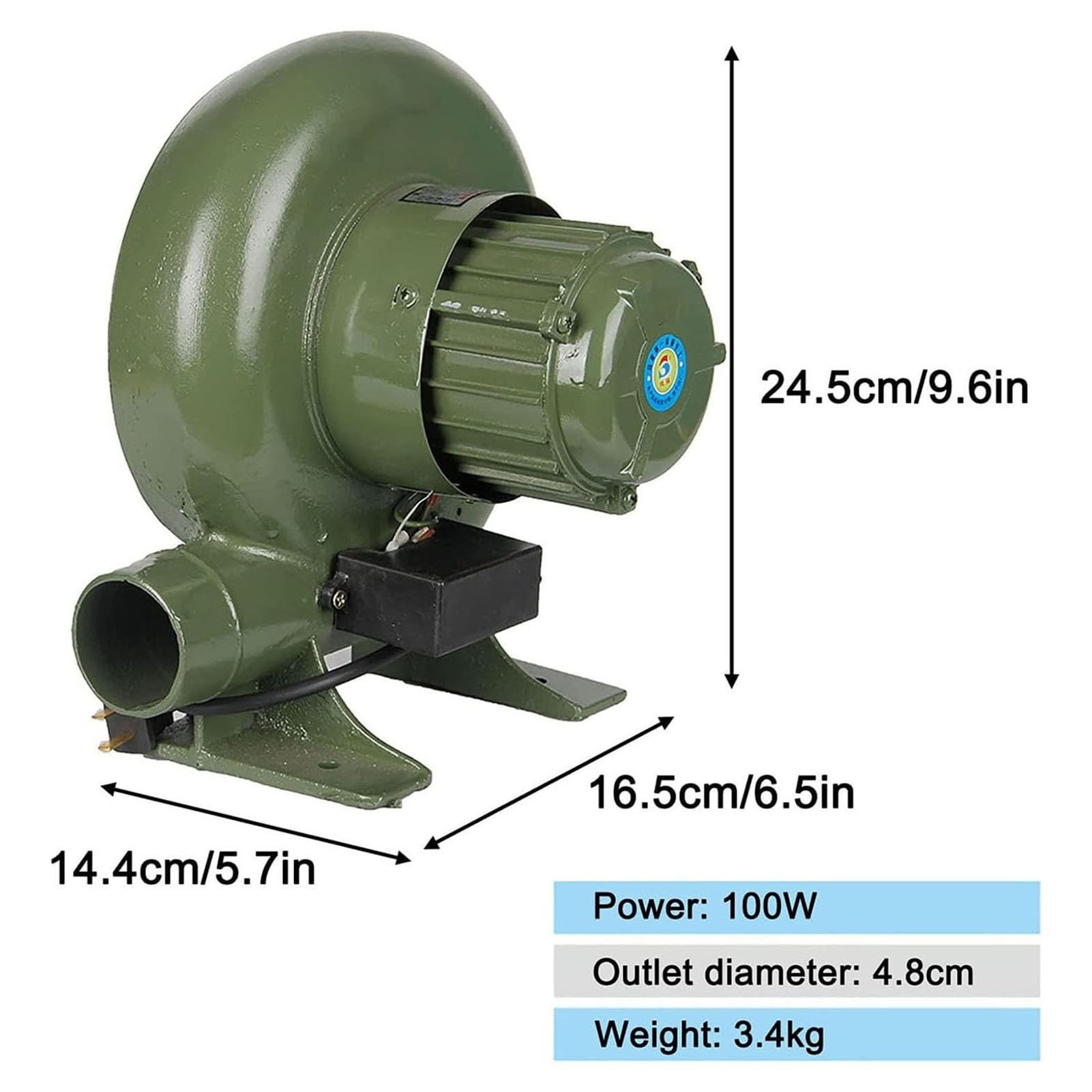 Dmuchawa odśrodkowa do grilla, elektryczna dmuchawa do grilla 220 V, kompaktowa i energooszczędna, komercyjna dmuchawa powietrza, wzbudnica płomienia (100 W)