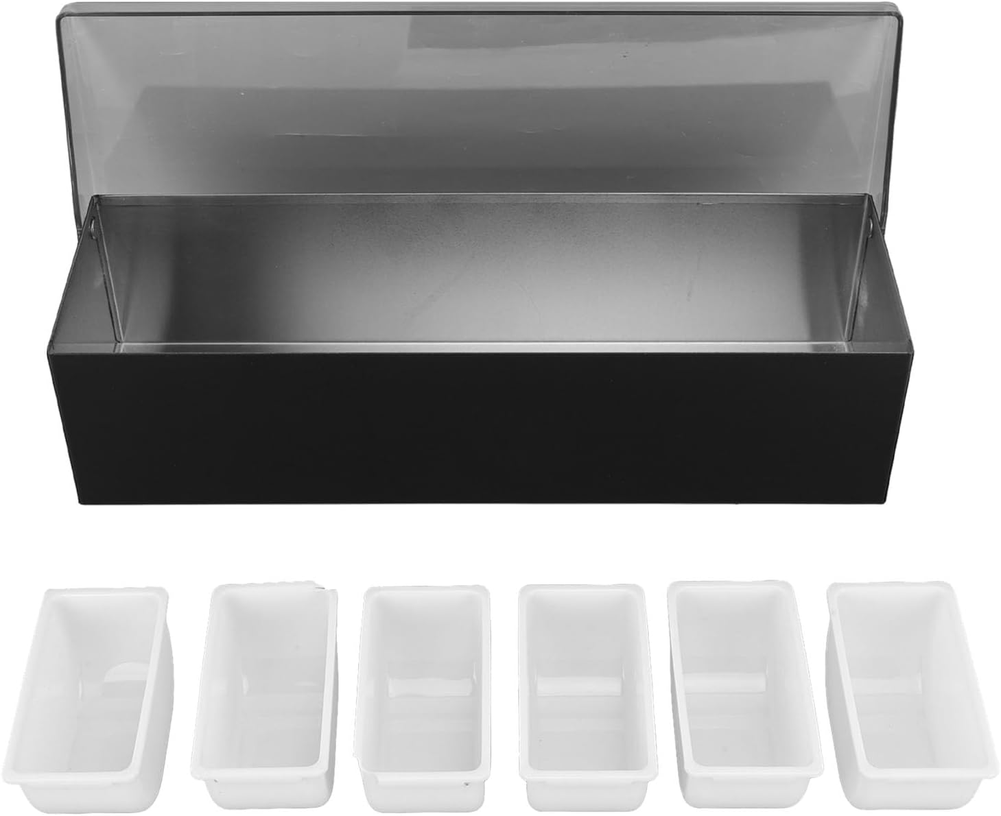 Chilled Condiment Server, 6 Compartments Fruit Holder Condiment Serving Container Condiment Caddy with Lid for Bar Kitchen KTV