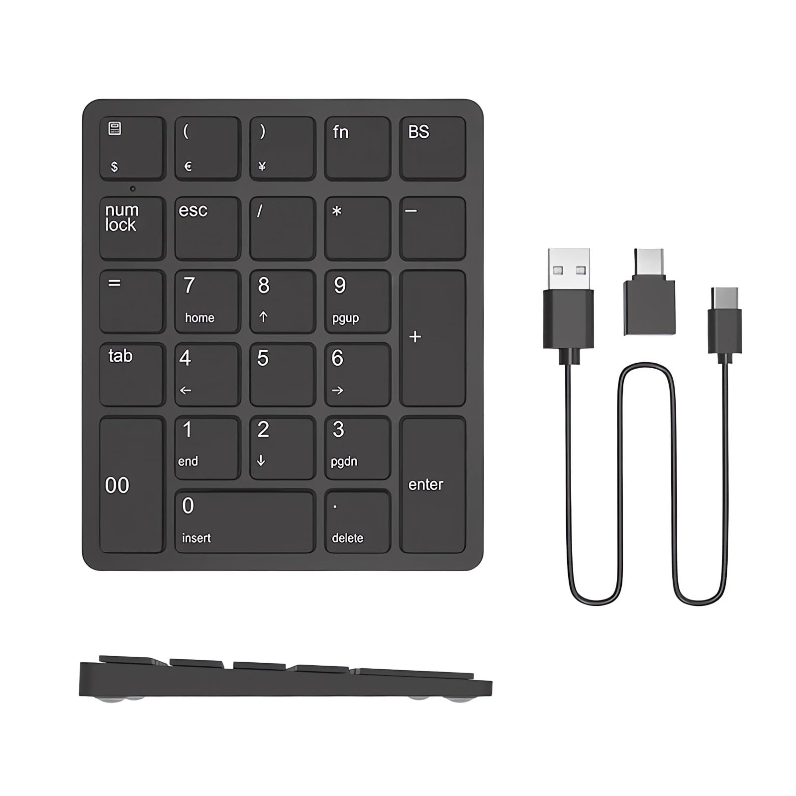 Teclado numérico con cable de 26 teclas con llave de calculadora y símbolos de moneda financiera, mini teclado numérico portátil para Windows, PC, computadora, portátil, computadora portátil