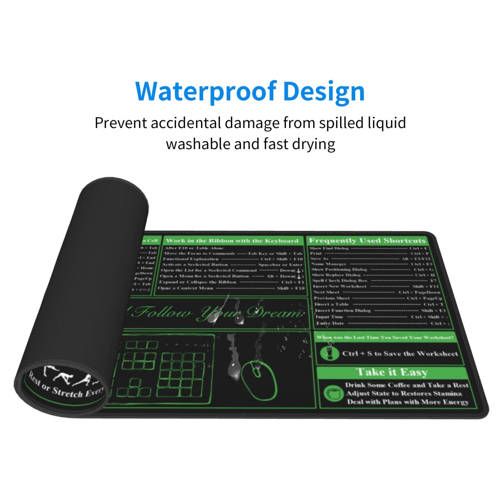 Tapis De Souris Sur Word Tapis De Souris Avec Raccourcis Excel, Tapis De Bureau Avec Tapis De Souris Avec Raccourcis Clavier Windows En Français