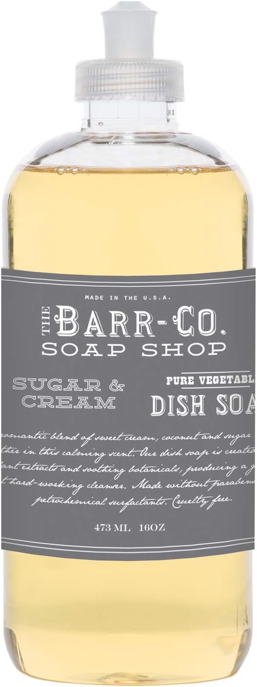 Barr Co 16oz Soothing Powerful Pure Vegetable Gentle Dish Soap Collection (Sugar & Cream)