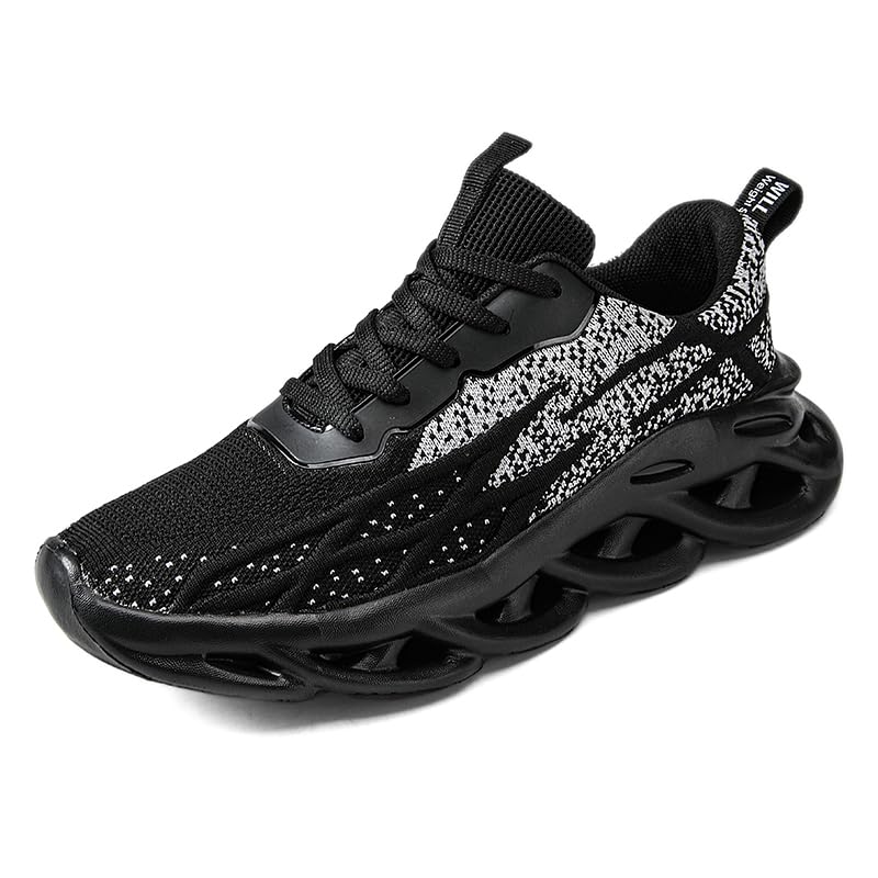 Image of DLWKIPV Mens Running Shoes Tennis Slip on Sneakers Walking Sports Gym Athletic Workout Work Shoes Casual Lightweight Soft Fashion Trainers Black Gray Size 11
