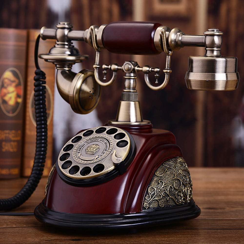 Vintage Rotary Dial Phone, European Style Old Fashioned Landline Telephone 1980's Old Telephone, Antique Corded Landline Phone for Home, Office, Luxury, Red