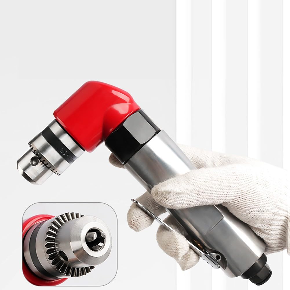 Perceuse pneumatique légère à angle droit avec mandrin de 1,5 à 10 mm, outil pneumatique 1800 tr/min pour percer dans des espaces restreints, 90 PSI
