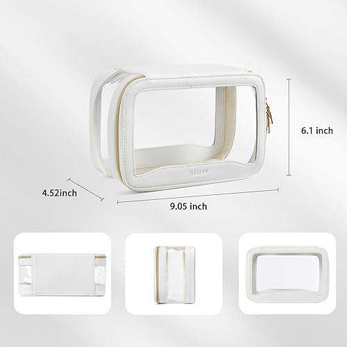 Miniatura 6 de Telena Bolsa de maquillaje transparente, neceser de viaje, bolsa de cosméticos, organizador de maquillaje portátil para mujeres, Beige, Bolsa de