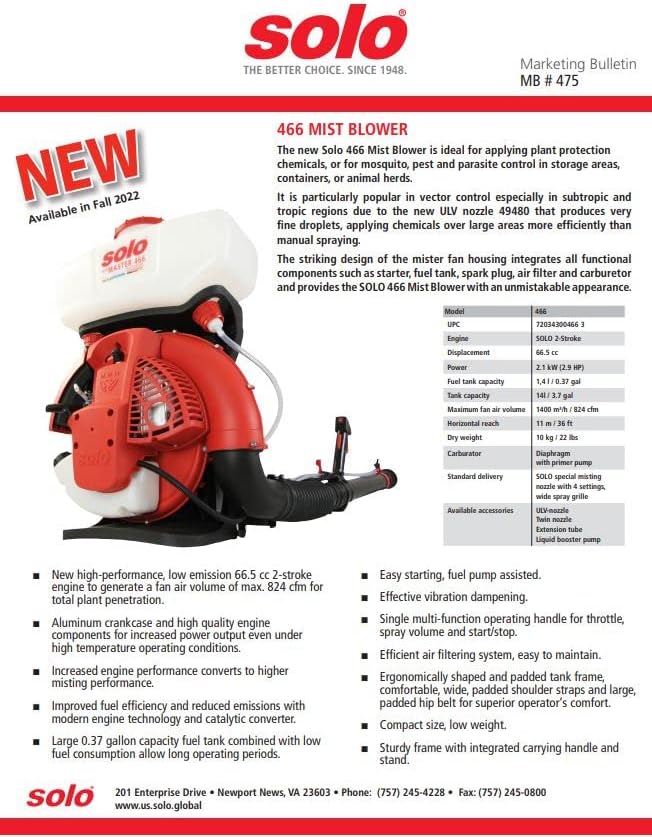 Solo 466 Master Mist Blower from the side