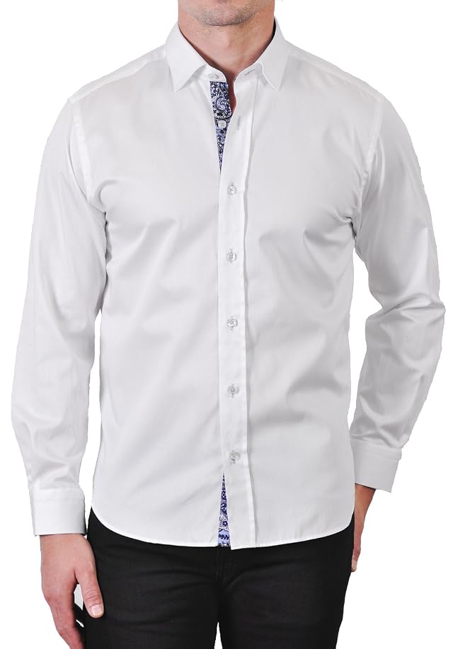Mens Cotton Sateen Aiden Dress Shirt Extra Large White