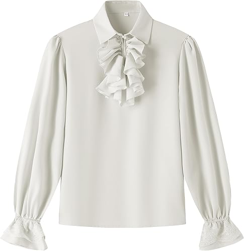 Miniatura 1 de Camisa medieval de pirata para niños, camisa renacentista con volantes, jacobita escocés, Ghillie, tops para niños, steampunk vampiro