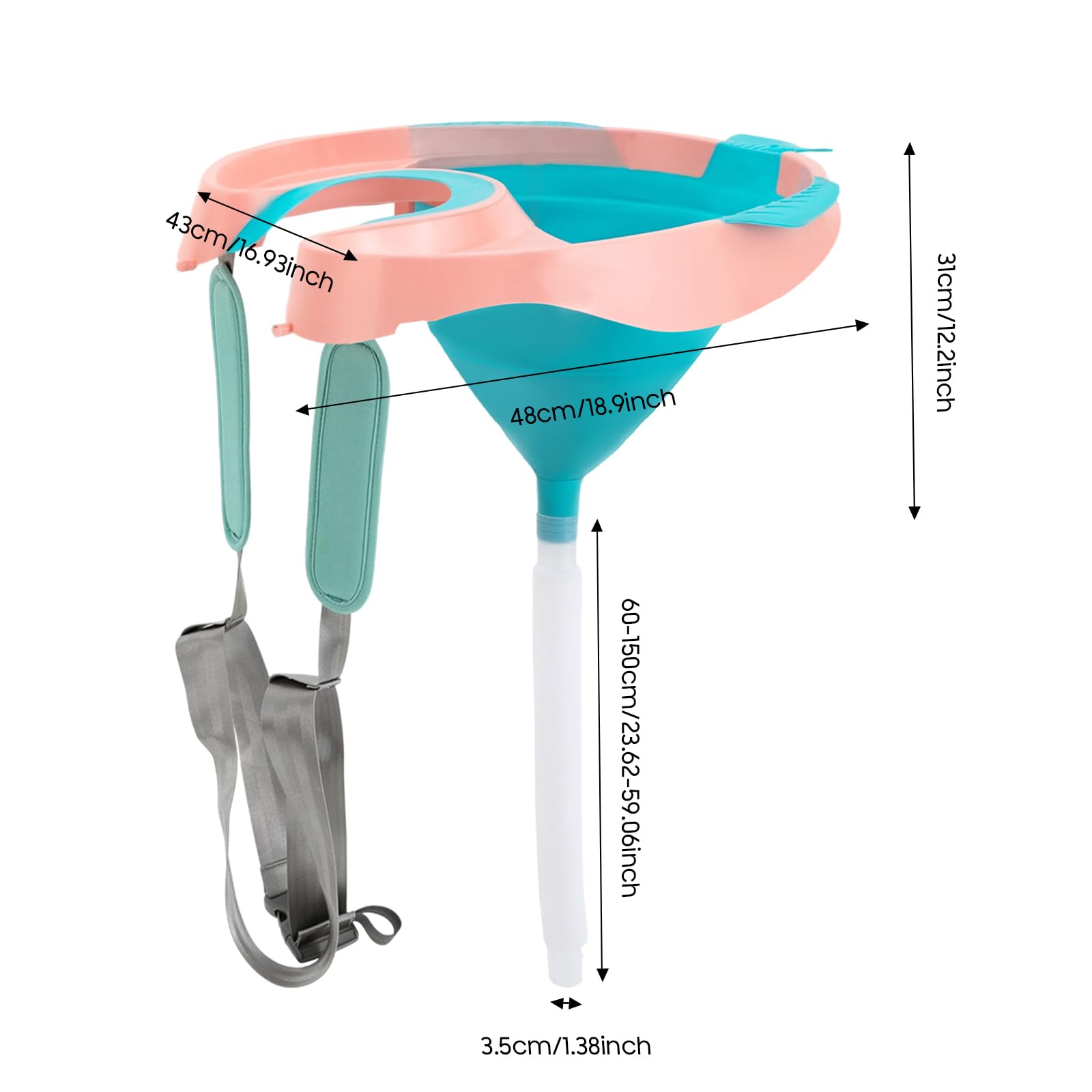 Lavabo portátil para cama, cuidado, plegable, con desagüe, lavabo móvil para postrados en cama, personas mayores y embarazadas, manguera de 60-150 cm