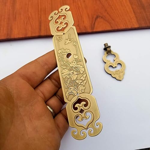 Miniatura 4 de 2 piezas de estilo vintage estampado en relieve tiradores manija estantería armario cajón cobre puro doble puerta manija