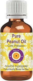 Deve Herbes Pure Peanut Oil (Arachis hypogeae) with Glass Dropper 100% Natural Therapeutic Grade Cold Pressed 30ml (1.01 oz)