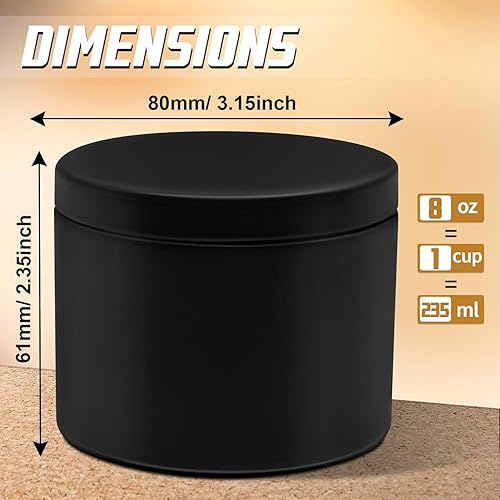 Miniatura 2 de YJHSS Latas para velas de 8 onzas, juego de 24 frascos de vela de color negro mate de alta calidad para hacer velas, lata de vela de 8 onzas con