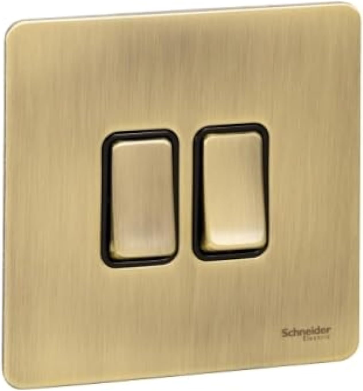 Schneider Electric Ultimate, 2 Gang, Two Way Switch, Antique Brass, Ultimate Screwless flat plate - 1-pole 2-w plate sw - 2 gangs - antique brass, GU1422BAB
