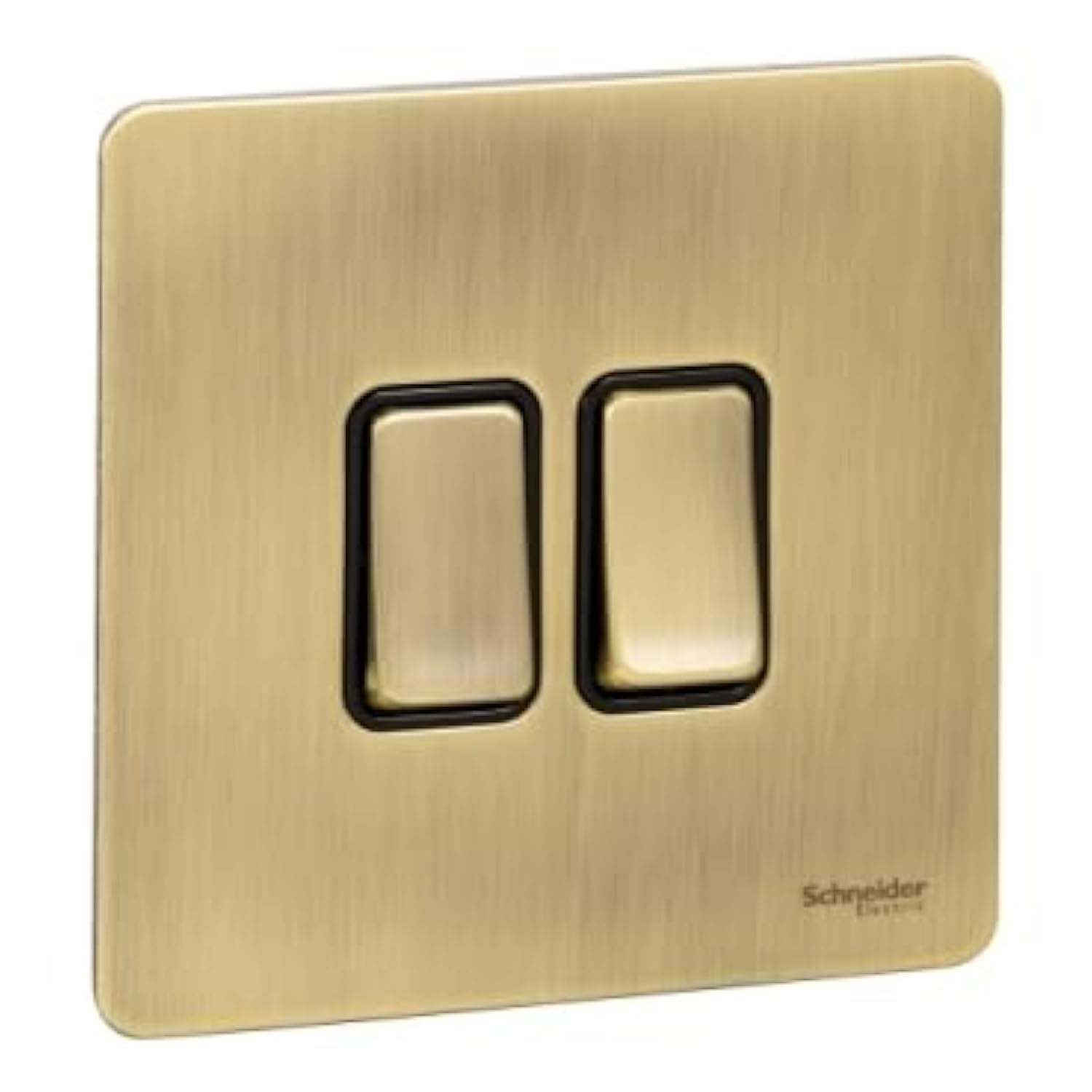 Schneider Electric Ultimate, 2 Gang, Two Way Switch, Antique Brass, Ultimate Screwless flat plate - 1-pole 2-w plate sw - 2 gangs - antique brass, GU1422BAB