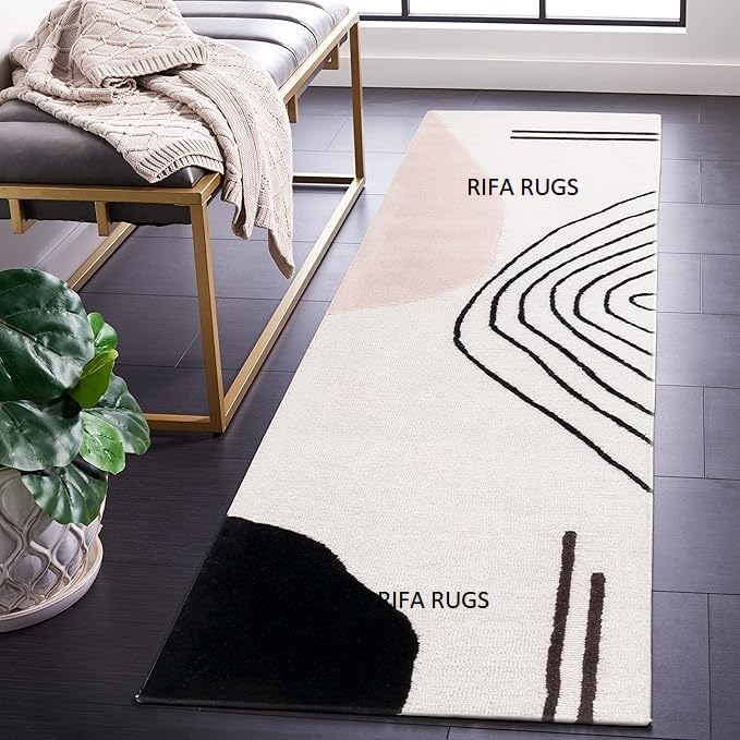 Image of Hand Tufted Carpet Nz Wool with Silk Abstract Design Non Slip Luxury Exclusive Rectangular Carpet for Living Room Bedroom (Size : 8x11 Ft, 244x335 CM), Multicolor
