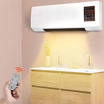 Wall Mounted Air Conditioner Fan, Portable 2-in-1 Heater and Cooling Combo, Smart Room AC Unit with Remote & Timer, Quiet Small Portable Air Conditioner for Bathroom Office Bedroom RV