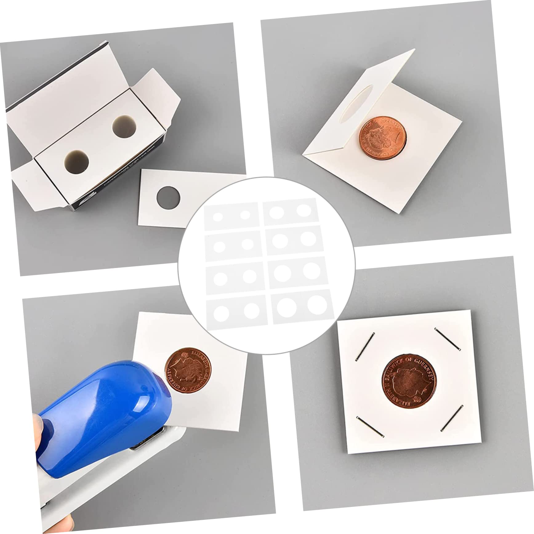 DOITOOL Portamonedas de Papel Surtido para Coleccionistas, 8 Tamaños Variados (50 Piezas Cada Uno), Organizador de Monedas y Contenedor de Cartón para Almacenamiento y Colección de Monedas