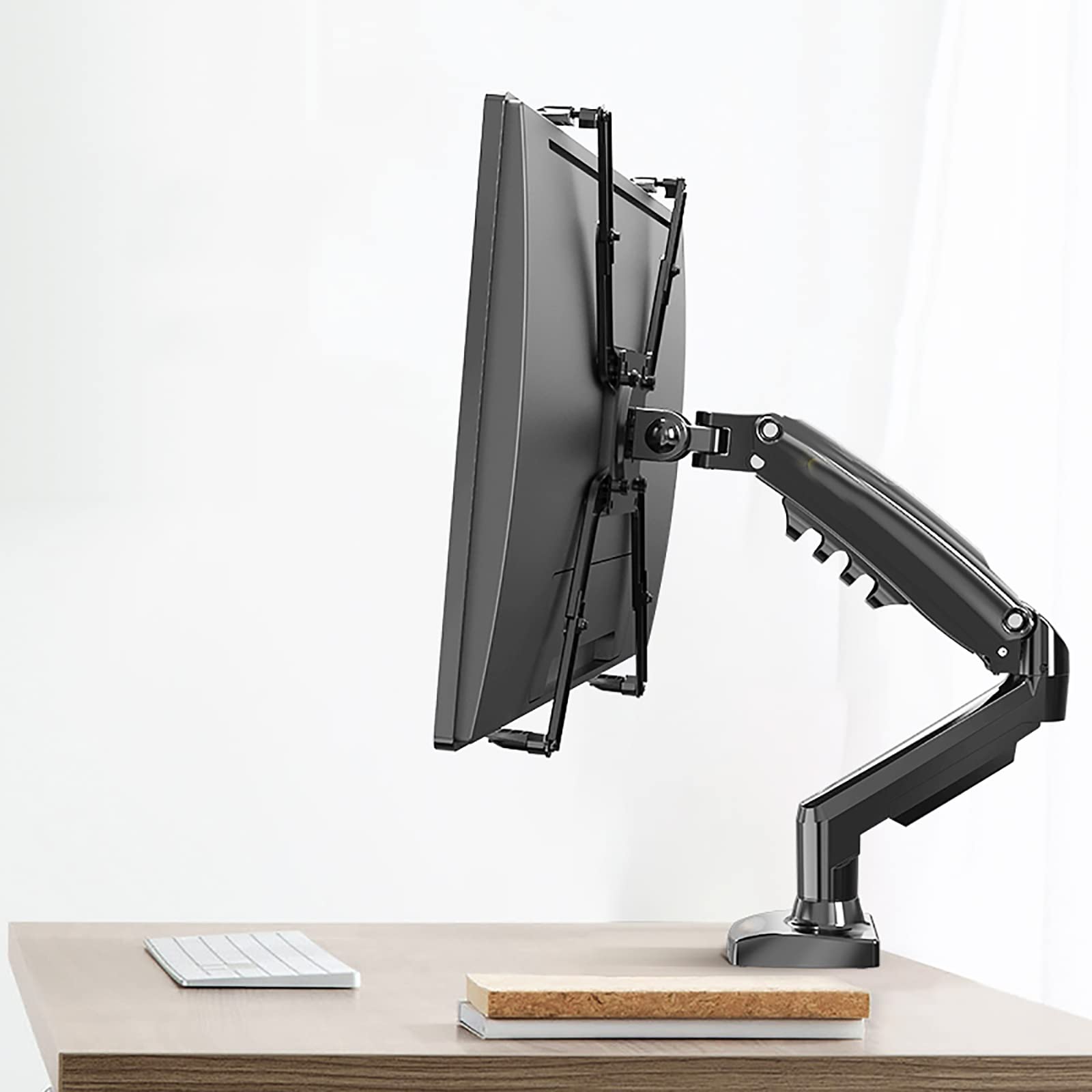 Stojak pod telewizor, uchwyt do monitora, ramię monitora z przegubową aluminiową sprężyną gazową, uchwyt do stojaka monitora pasuje do bezotworowych ekranów komputerowych LCD o przekątnej 17–30 cali