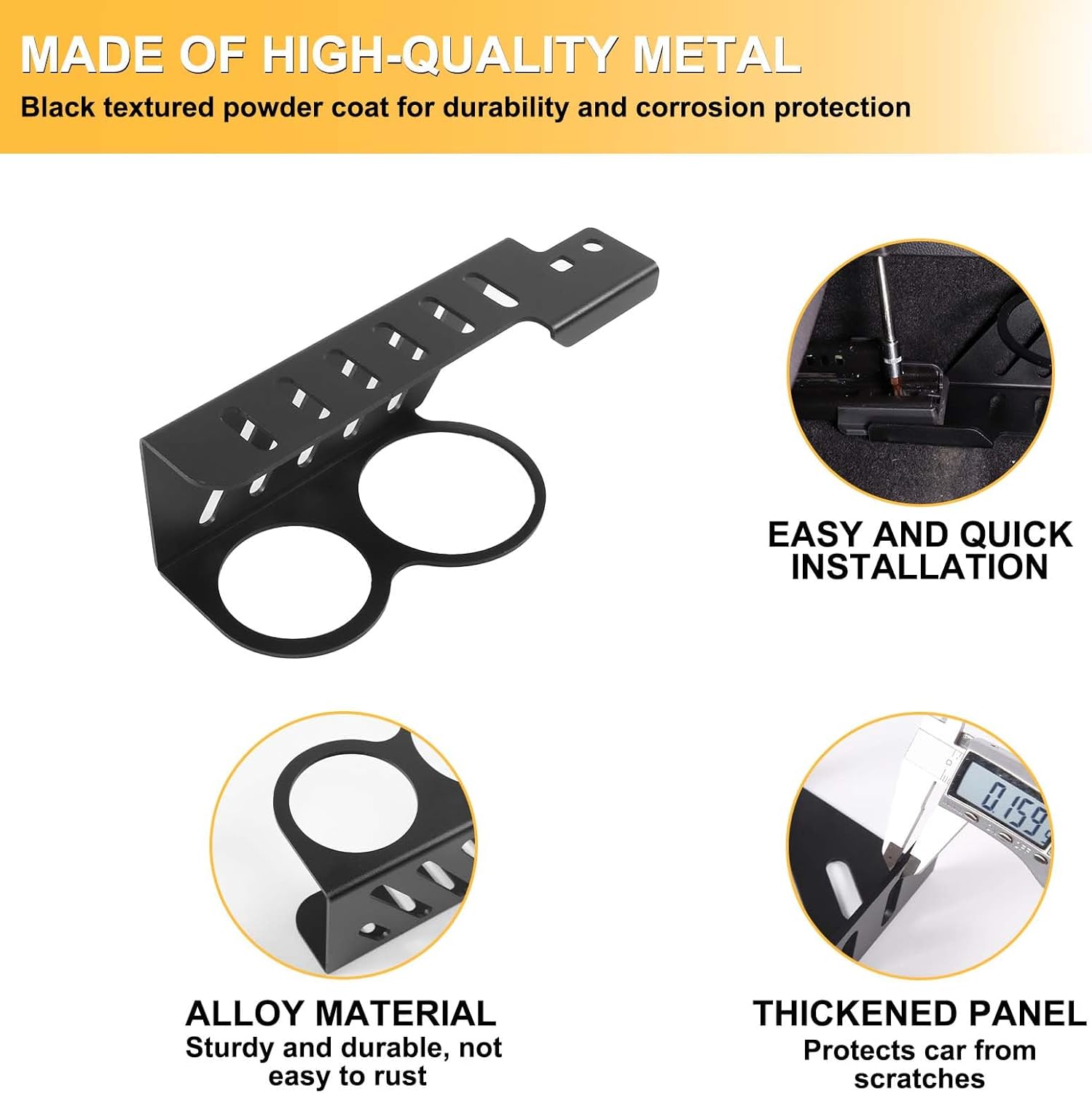Car Cup Holder Compatible with Toyot@ Tundra 2022-2024 2025 Accessories, Passenger Side Cup Holder Expander, Aluminum Alloy Cup Drink Holder 1Pcs (Black)