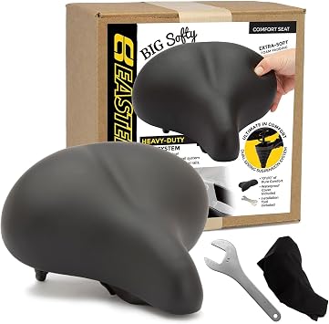 Big Soft Cushion Bike Seat for Seniors - Indoor Spin Stationary & Exercise Bikes Large Wide and Padded Bicycle Saddle for Men and Women. The Most Comfortable Replacement for Your Beach Cruiser.