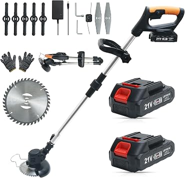 Cordless Weed Wacker, 2 Batteries, Electric Weed Eater, Grass Trimmer Cordless, Weed Erimmer, Black, 14MZDGCJ