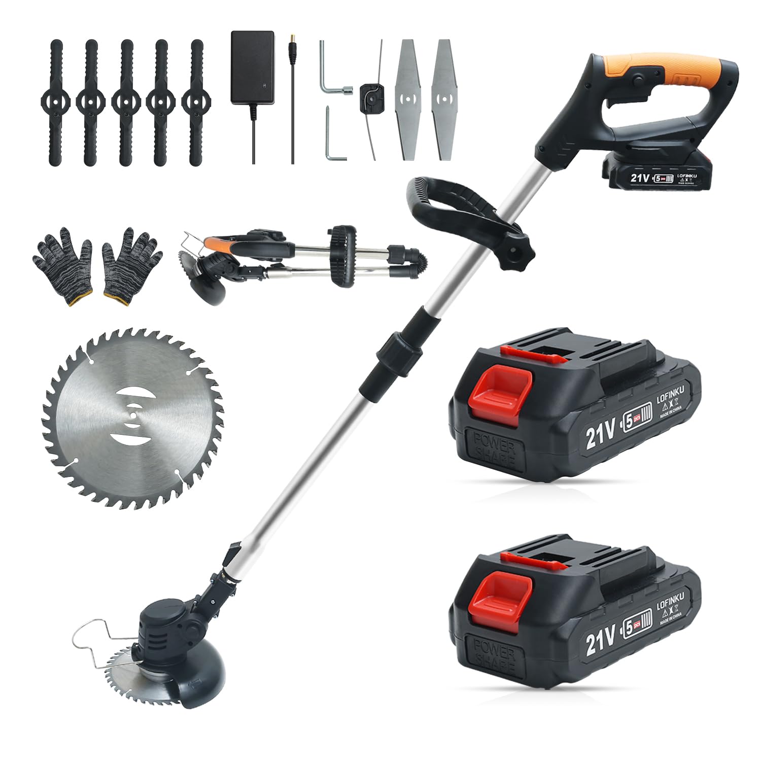 Cordless Weed Wacker,Electric Weed Eater,2 Batteries,Grass Trimmer Cordless,Weed Erimmer Black