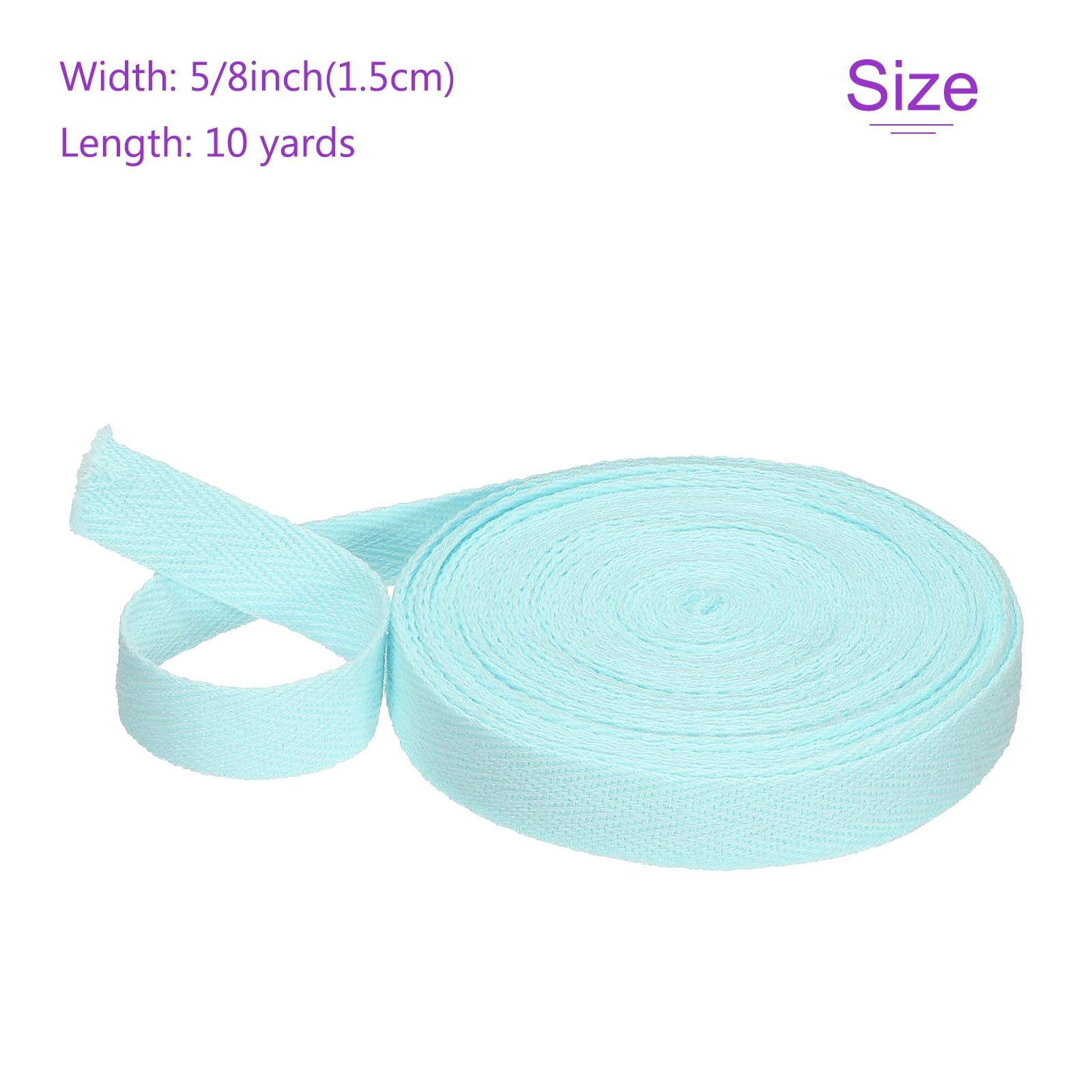 DMiotech 5/8"(1.5cm) 10 Yards Cotton Twill Tape Cotton Ribbons Bias Binding Tape Herringbone Tape Ribbons Light Blue for DIY Crafts Clothes - Image 3