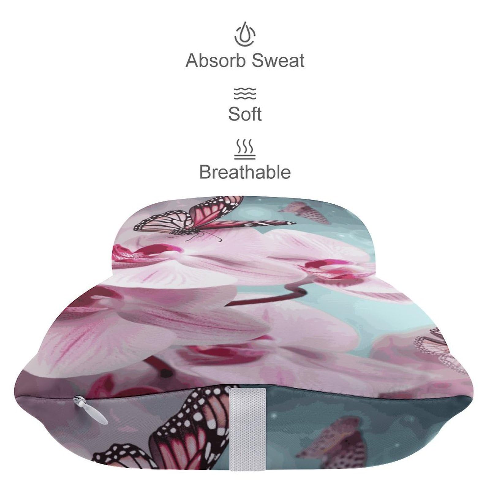 Almohada de primavera suave y fresca con diseño de orquídea, núcleo de almohada de espuma viscoelástica, cojín que proporciona apoyo para el cuello, almohadas de coche para viajes y oficinas