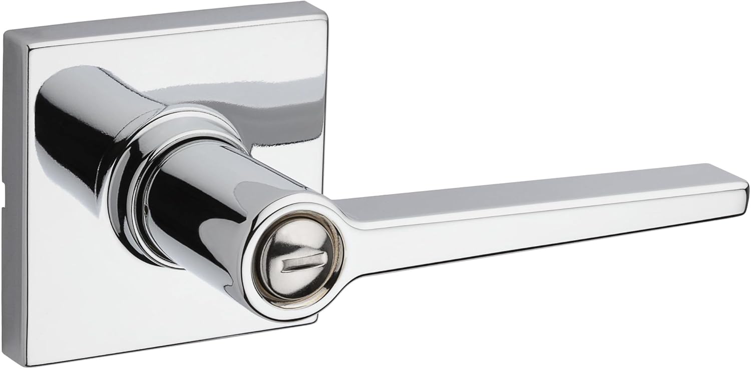 Kwikset Safe Lock Daylon Lever Square Rose Privacy Lock Polished Chrome