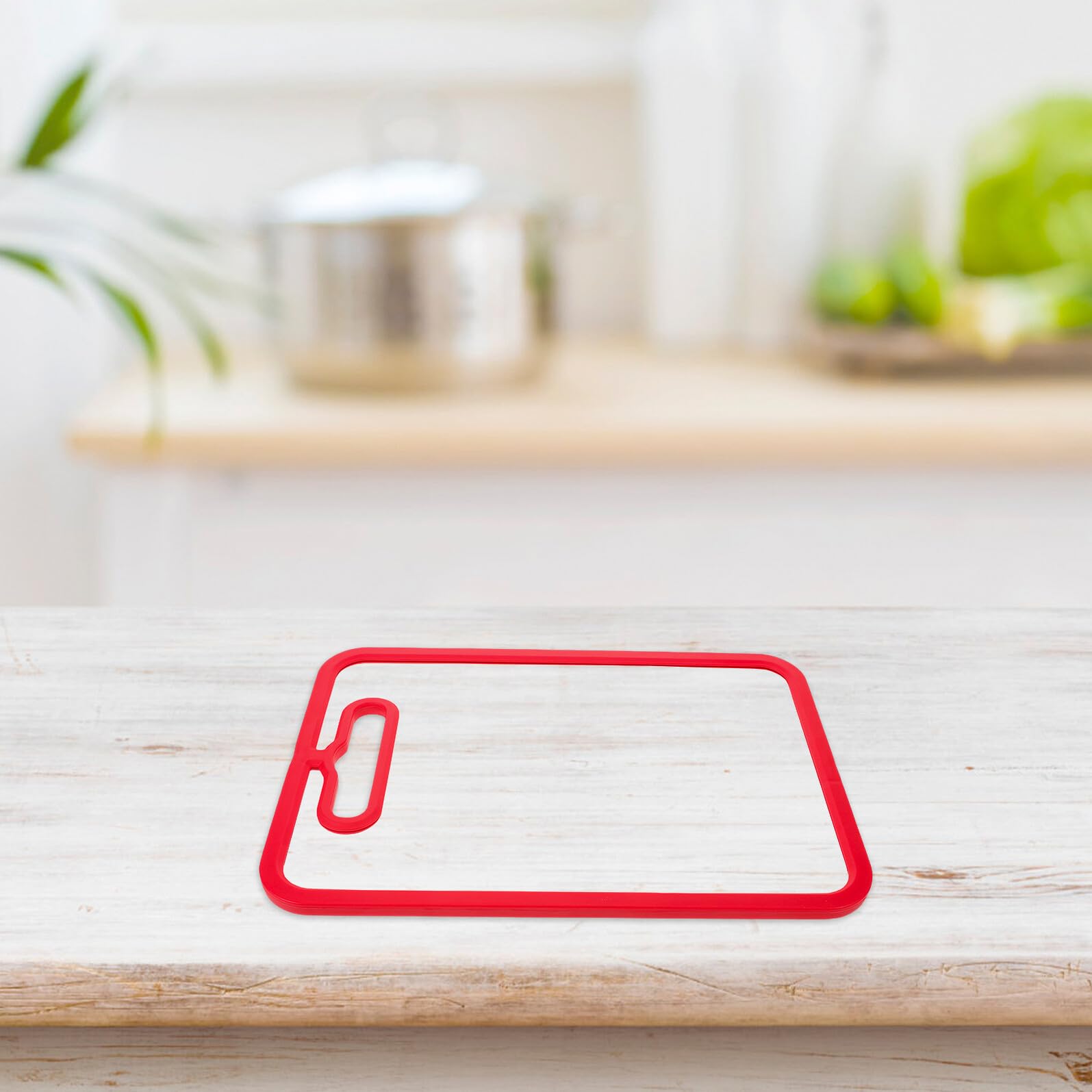 Tagliere in Vetro Temperato Reversibile Rosso, Doppia Faccia | Bordo in Silicone Antiscivolo, Superficie Liscia e Motivo Antiscivolo, Uso su Piani E’aperto