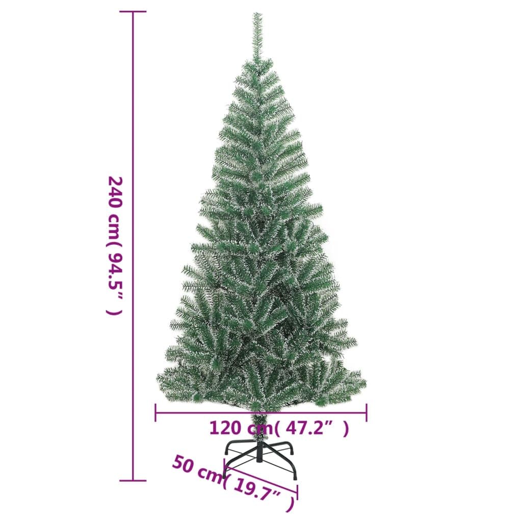 Árbol de Navidad artificial nevado 240 cm con 1300 puntas PET soporte de metal estable diseño moderno verde blanco para decoración interior Navidad