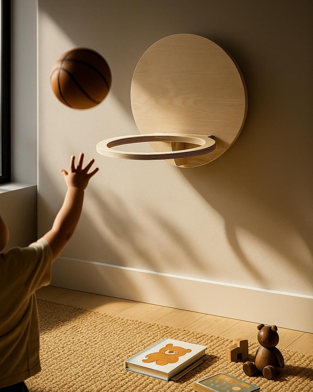 | Infanzzia Easy to Assemble Wooden Basketball Hoop for Kids