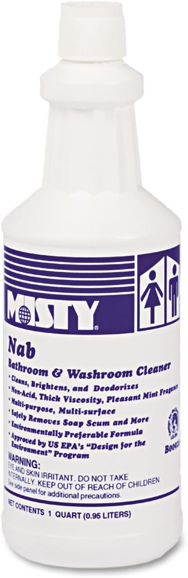 Misty NAB Nonacid Bathroom Cleaner, Spearmint Scent, 32 oz Bottle, 12/Carton