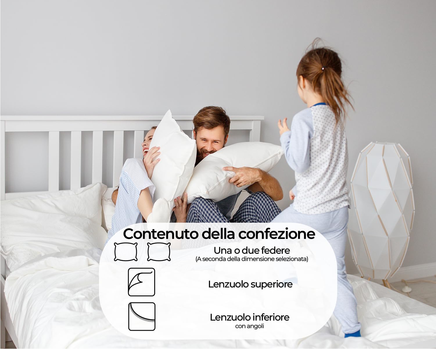 TRAMAS+ Completo Lenzuola Matrimoniale 160x200, 100% cotone Percalle, Biancheria da Letto, Lenzuola e 2 federa da letto, Certificata STANDARD 100 by OEKO-TEX - Bianco