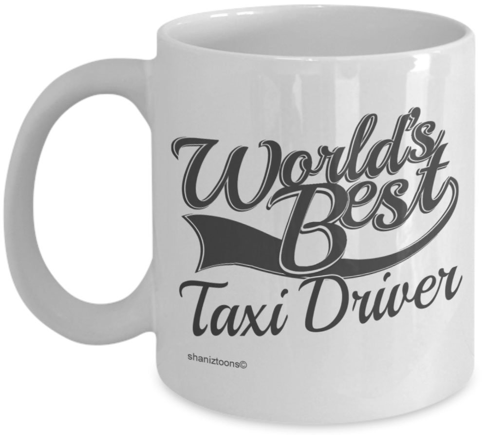 Shaniztoons White Taxi Driver World's Best Novelty Gift Mug