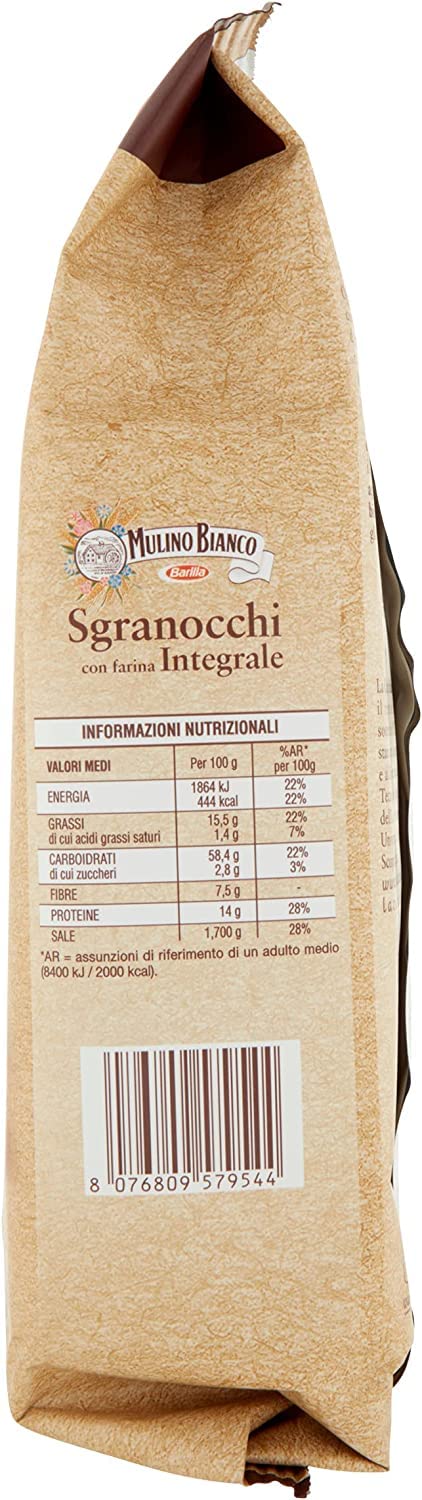 6x Mulino Bianco Grissini Sgranocchi con Farina Integrale Grissini mit Vollkornmehl, perfekt als Snack, 200 g