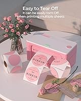 Vista 8 de MUNBYN Titular de la etiqueta rosa+etiquetas adhesivas térmicas círculo rosa de 2 pulgadas